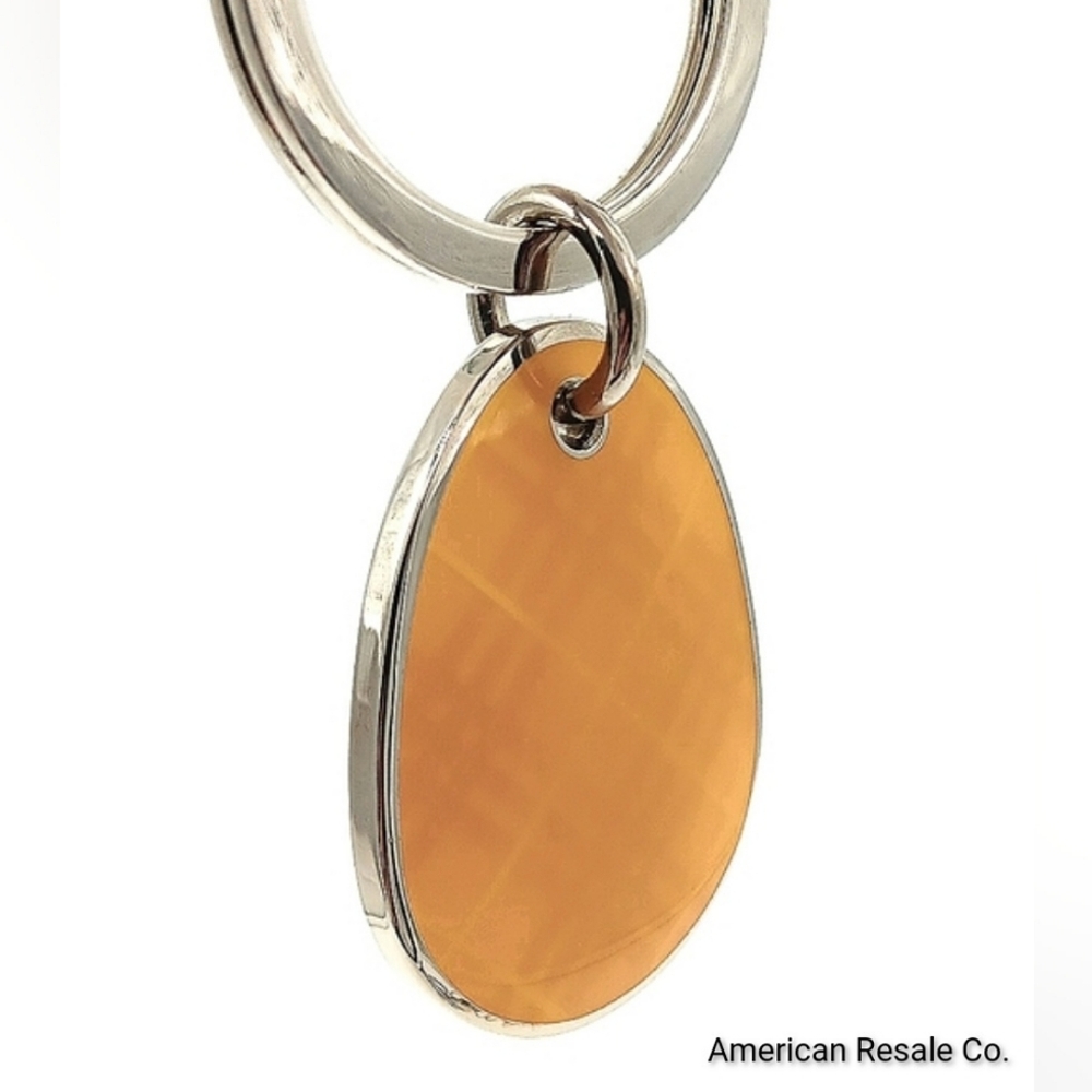 Vintage BURBERRY Nova Check Oval Teardrop keychain fob charm in Yellow